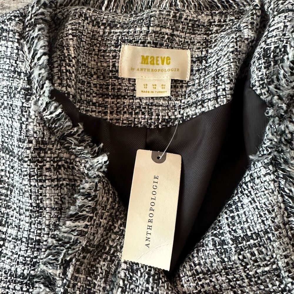 🍂NWT Anthropologie Maeve Double-Breasted Tweed Jacket | Size 12 - Picture 9 of 11